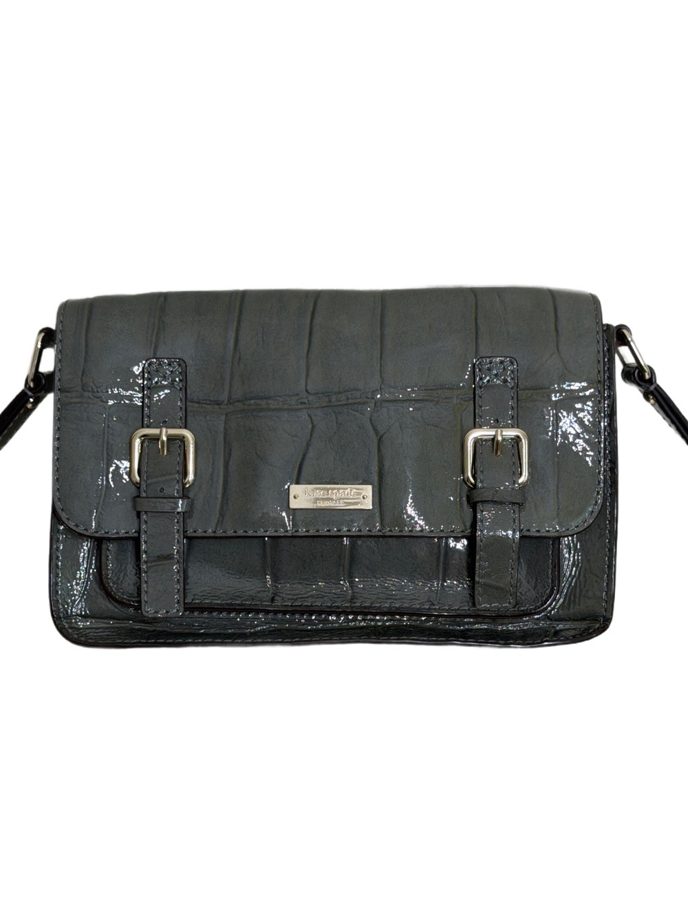 Kate Spade Knightsbridge Crossbody in Graphite Croc Patent Leather